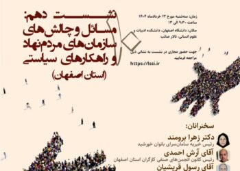 سلسله نشست‌های بایسته‌های سیاستی پیرامون سمن‌ها، خیریه‌ها و تشکل‌ها (دفتر اصفهان)/ نشست دهم: «مسائل و چالش‌های سازمان‌های مردم نهاد و راهکارهای سیاستی ( استان اصفهان)»